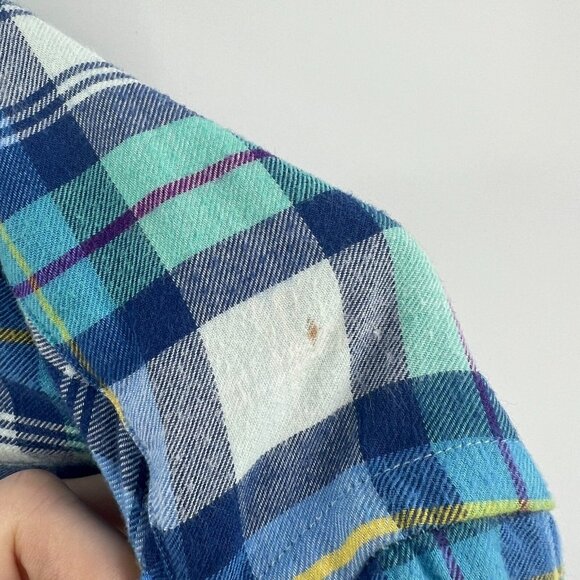 Vineyard Vines 100% Cotton Whale Shirt Blue Flannel Button Down Men's Medium - Picture 4 of 5